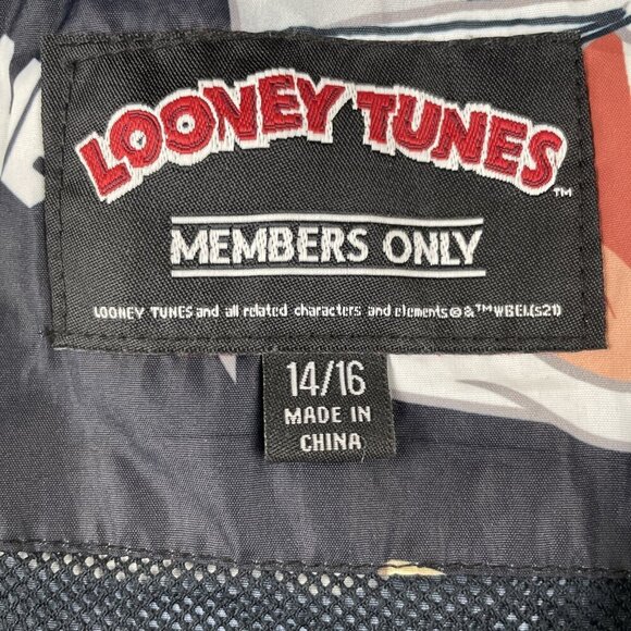 Members Only Looney Tunes Windbreaker Youth Sz 14/16 Hooded Full Zip Mesh Lined - Picture 6 of 9
